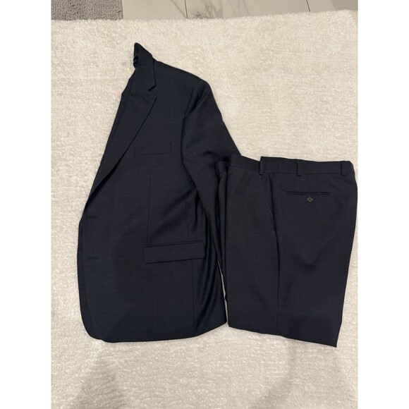 Ralph Lauren Windowpane Suit Blue 46R / 38W x 29L Wool EXCELLENT Condition Navy - Picture 13 of 14